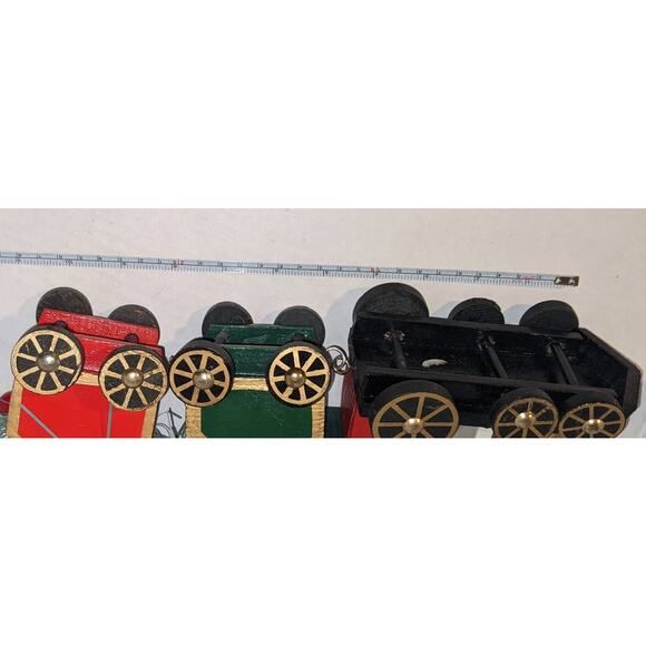Vintage Wooden Christmas Train Moveable Wheels Detachable Cars Decor Toys Holly - Picture 10 of 10